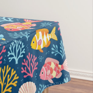 Mantel Pez y coral azul náutico