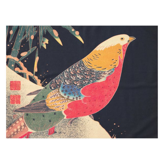 Mantel Pheasant Golden Vintage Bird Japanese Woodblock Pr (Frente (Horizontal))