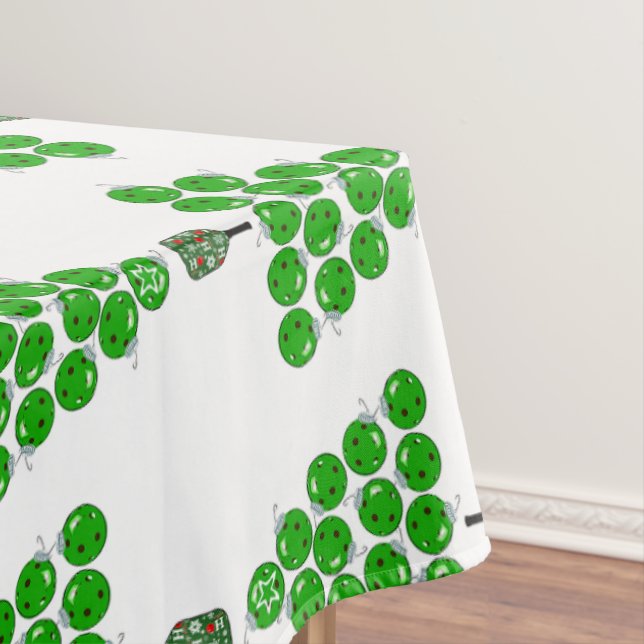 Mantel Pickleball Christmas Trees Tied Up with a Red Bow (In Situ)