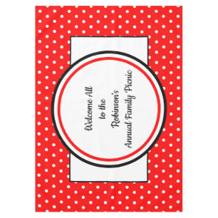 Mantel Picnic Familiar Rojo Blanco Lunares