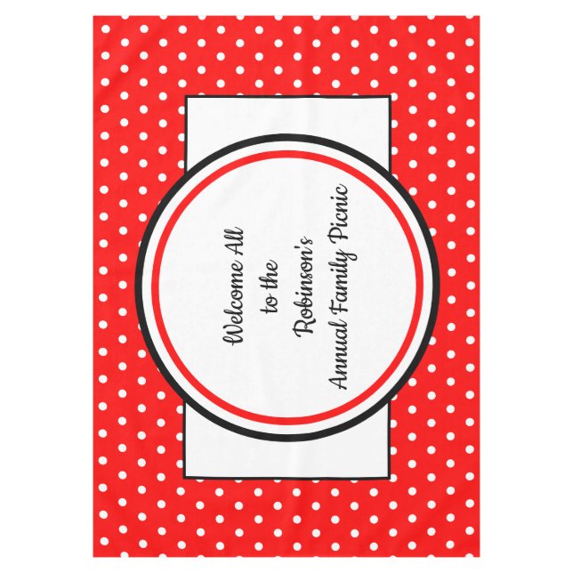 Mantel Picnic Familiar Rojo Blanco Lunares (Anverso)