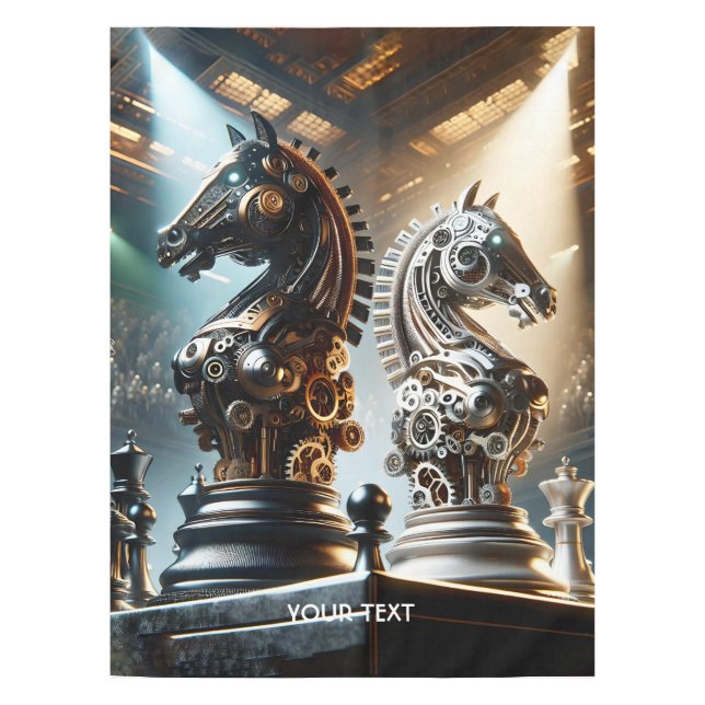 Mantel Piezas de fantasía de caballeros de ajedrez burdos (Anverso)