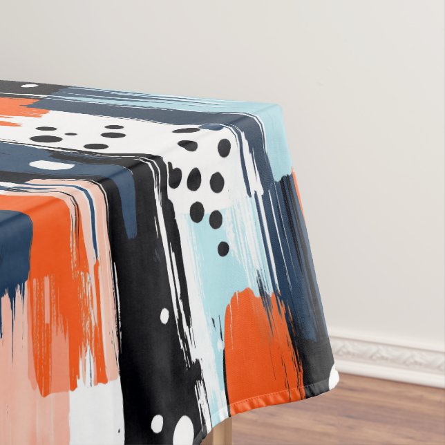 Mantel Pinceles de Naranja azul Patrón abstracto (In Situ)