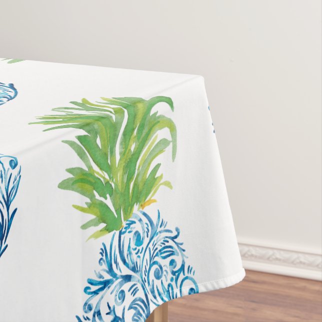 Mantel Pineapple Chinoiserie Blue White Preppy (In Situ)