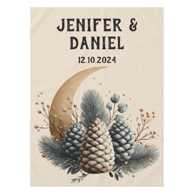 Mantel Pinecones y amor por el invierno de la luna crecie (Anverso)
