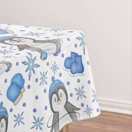 Mantel Pingüino de patinaje sobre hielo de Navidades azul