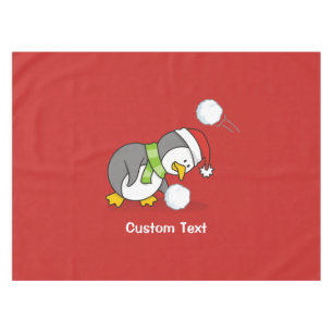 Mantel Pingüino navidad recibiendo bola de nieve