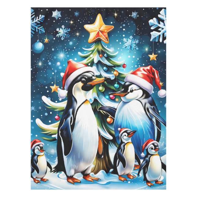 Mantel Pingüinos cortos en un estilo personalizado alegre (Anverso)