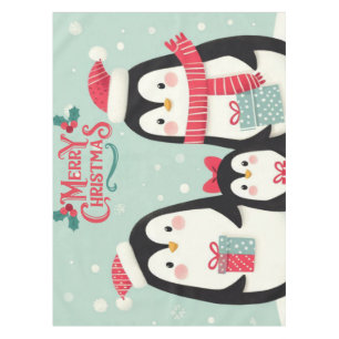 Mantel Pingüinos nevados de Feliz Navidad