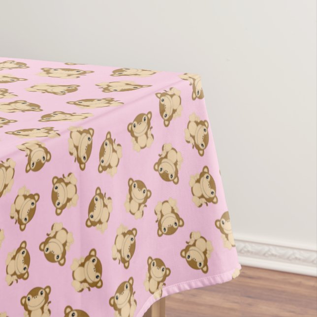 Mantel Pink de la fiesta de cumpleaños del mono (In Situ)