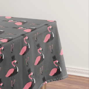 Mantel Pink Flamingo Tuxedo Fun Gray Animal Tableclol