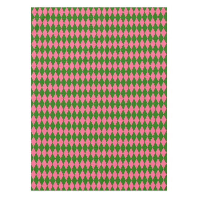 Mantel Pink Green Harlequin Checkered Design  (Anverso)
