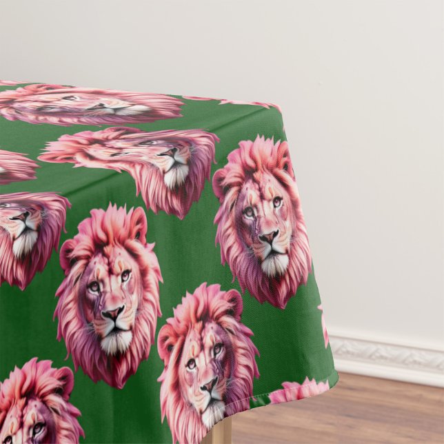 Mantel Pink Lion Head Animal Pattern Design Green  (Subido por el creador)