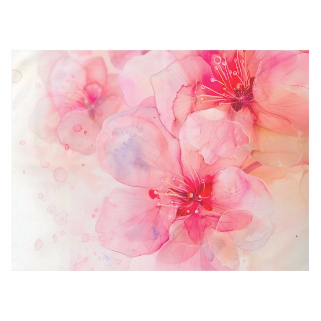 Mantel Pink Petal Elegance Watercolor (Frente (Horizontal))
