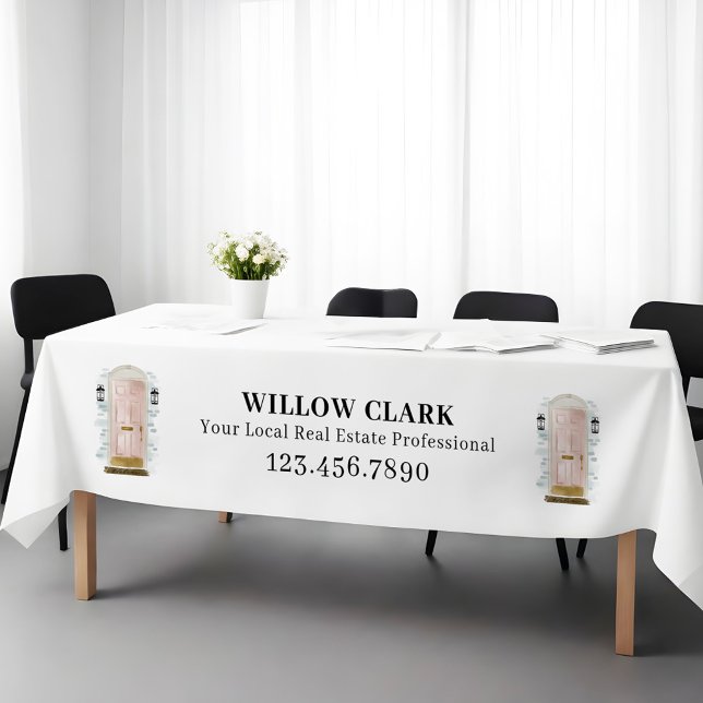 Mantel Pink Watercolor Door Real Estate Agent Business (Pink Watercolor Door Real Estate Agent Business Tablecloth)