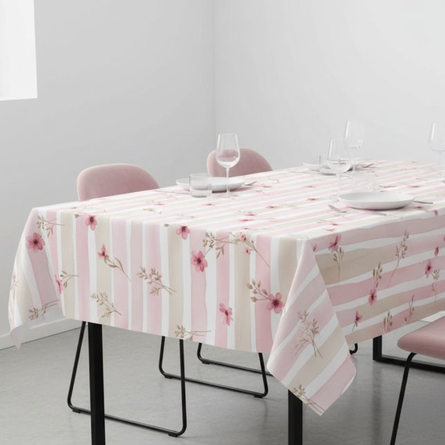 Mantel Pink Watercolor Floral Stripe Pattern (Subido por el creador)