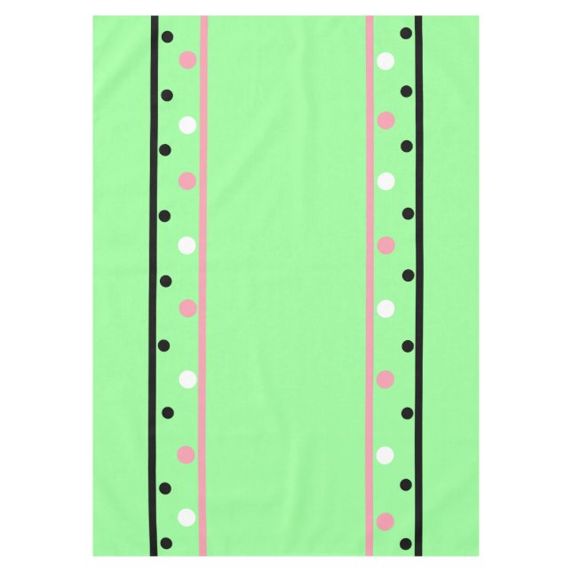 Mantel Pink White Polka Dots Green (Anverso)