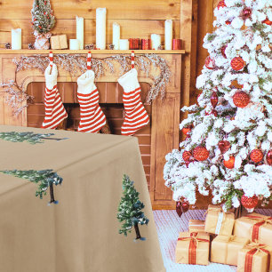 Mantel Pino Artístico Patrón Acuarela Navidad