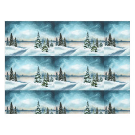 Mantel Pinos nevados cerca de un lago