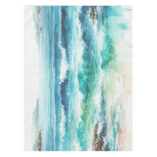 Mantel Pintado de acuarela de Tablecloth Ocean Waves Beac