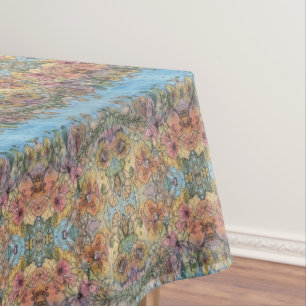 Mantel Pintado de color acuático de jardín de flores de M