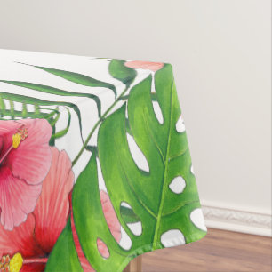 Mantel Pintura acuarela follaje tropical fiesta hawaiana 
