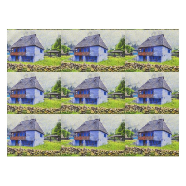 Mantel Pintura de la casa azul (Frente (Horizontal))