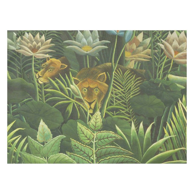 Mantel Pintura de león de la selva tropical de Rousseau (Frente (Horizontal))