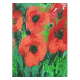 Mantel Pintura floral de amapolas rojas abstractas