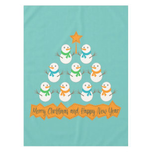 Mantel Pirámide de árboles de Navidad hecha de muñecos de