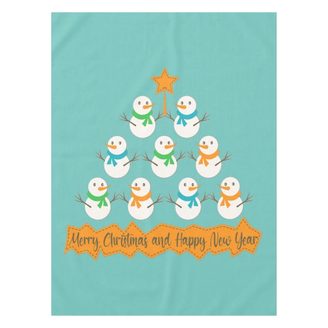 Mantel Pirámide de árboles de Navidad hecha de muñecos de (Anverso)