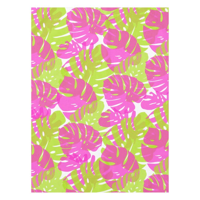 Mantel PixDezines Monstera/Rosa Neon/Lima/ Fondo DIY (Anverso)