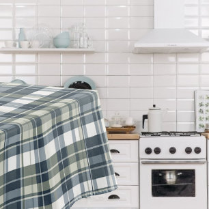 Mantel Plaid Azul Denim Verde Salvia Blanco