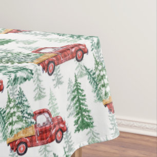 Mantel Plaid de Búfalo de Acuarela Camión Navideño Vintag