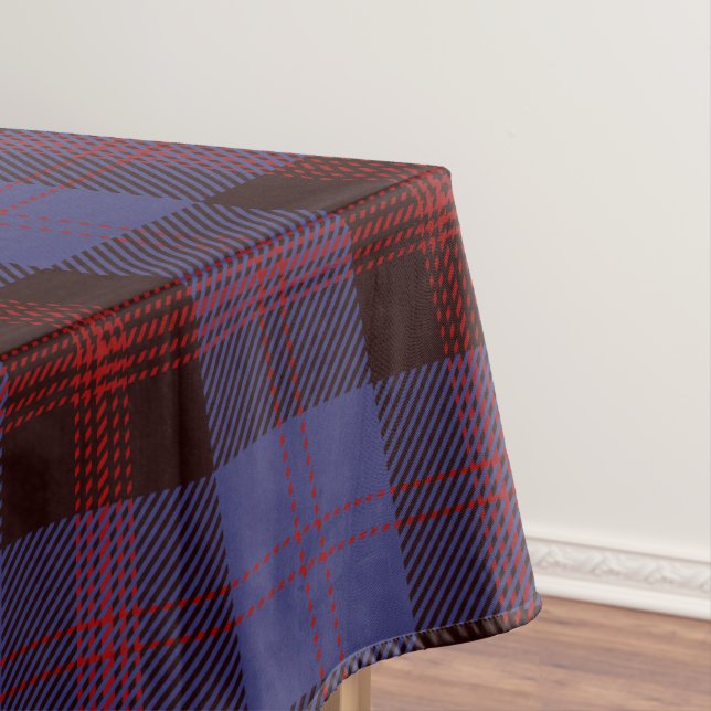 Mantel  plaid tartan navy blue red  (In Situ)