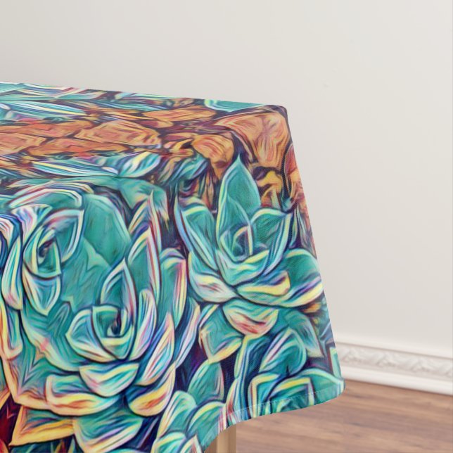 Mantel Plantas estilizadas de Suculento Turquesa (In Situ)
