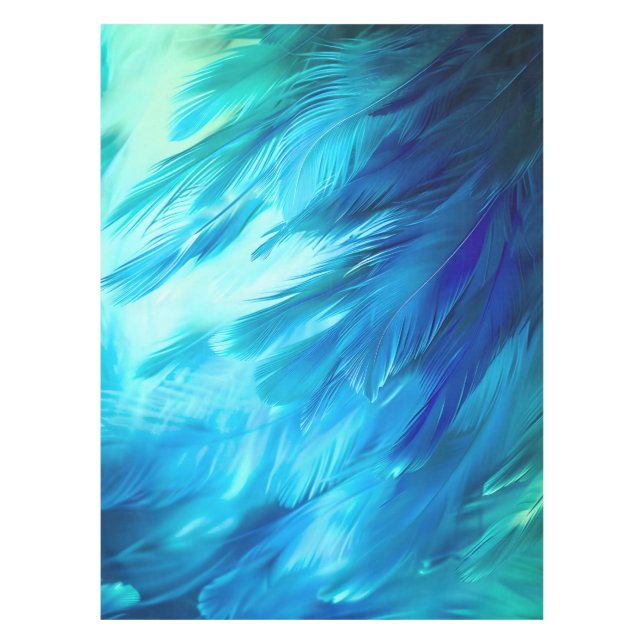 Mantel Pluma abstracta verde azul (Anverso)
