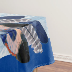 Mantel plumas de tono azul de loro exótico