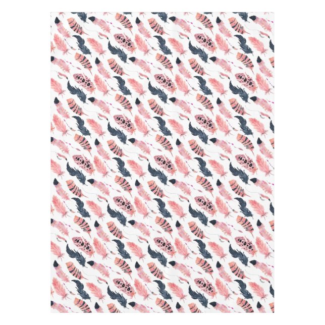 Mantel Plumas rosadas boho (Anverso)
