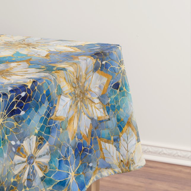 Mantel Poinsettias de los Navidades Blue White Gold (In Situ)