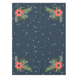 Mantel Poinsettias rojas del país en azul