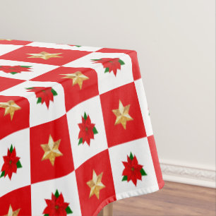 Mantel Poinsettias y estrellas navidades en rojo y blanco