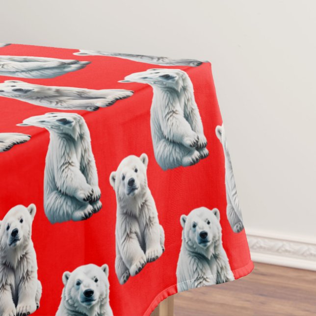 Mantel Polar Bear Pattern Design On Red  (Subido por el creador)