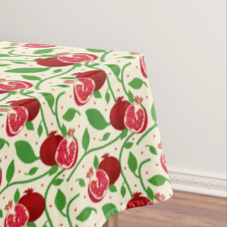 Mantel Pomegranato rojo con hojas verdes-mantel crema