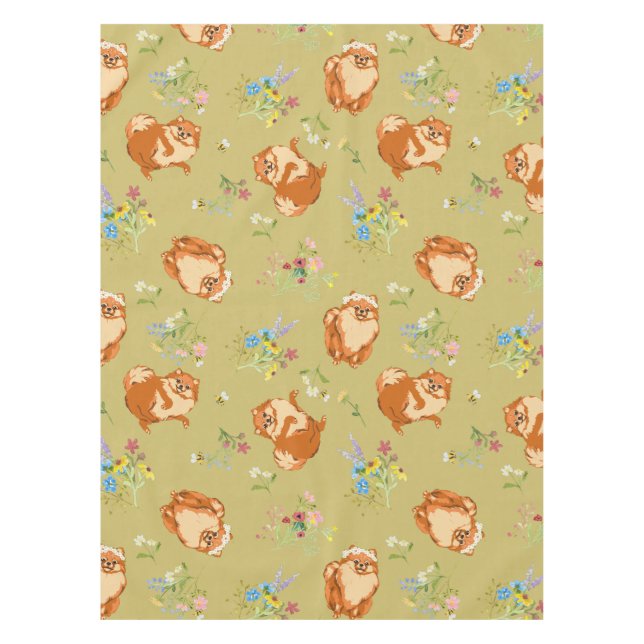 Mantel Pomerania floral Tabletas de patrón de perro (Anverso)