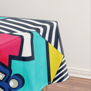 Mantel ¡Pop Art Pow! Patrón en magenta, azul y negro