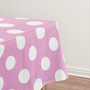 Mantel Pos de polka blanca en rosa pálido