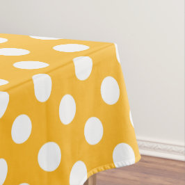 Mantel Pos de polka blanca sobre amarillo