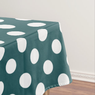 Mantel Pos de polka blanco en verde azulado