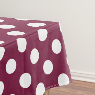 Mantel Pos de polka blanco sobre burdeos